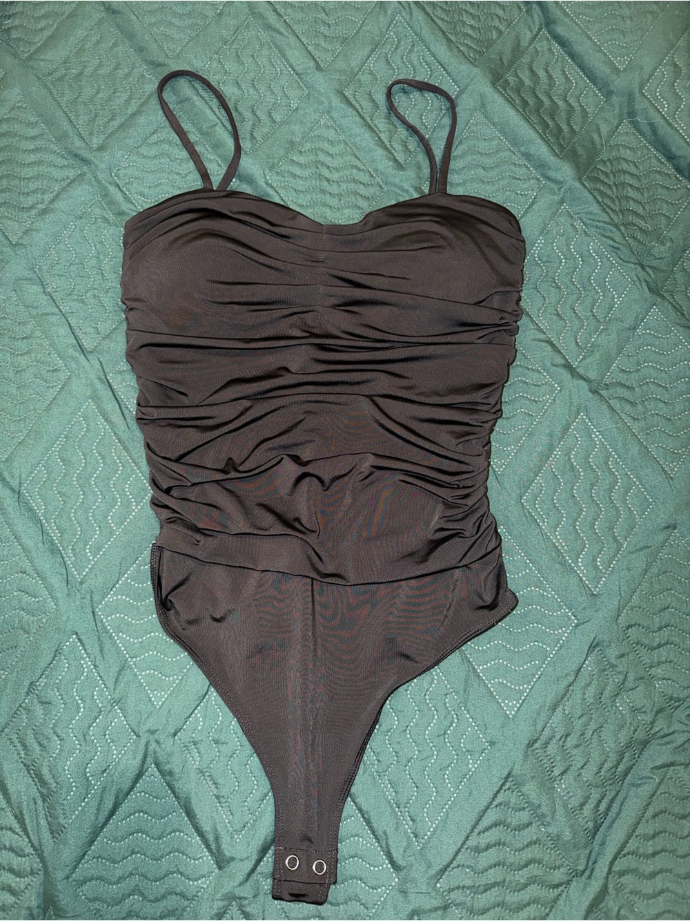 Black Ruched One-Piece Bodysuit